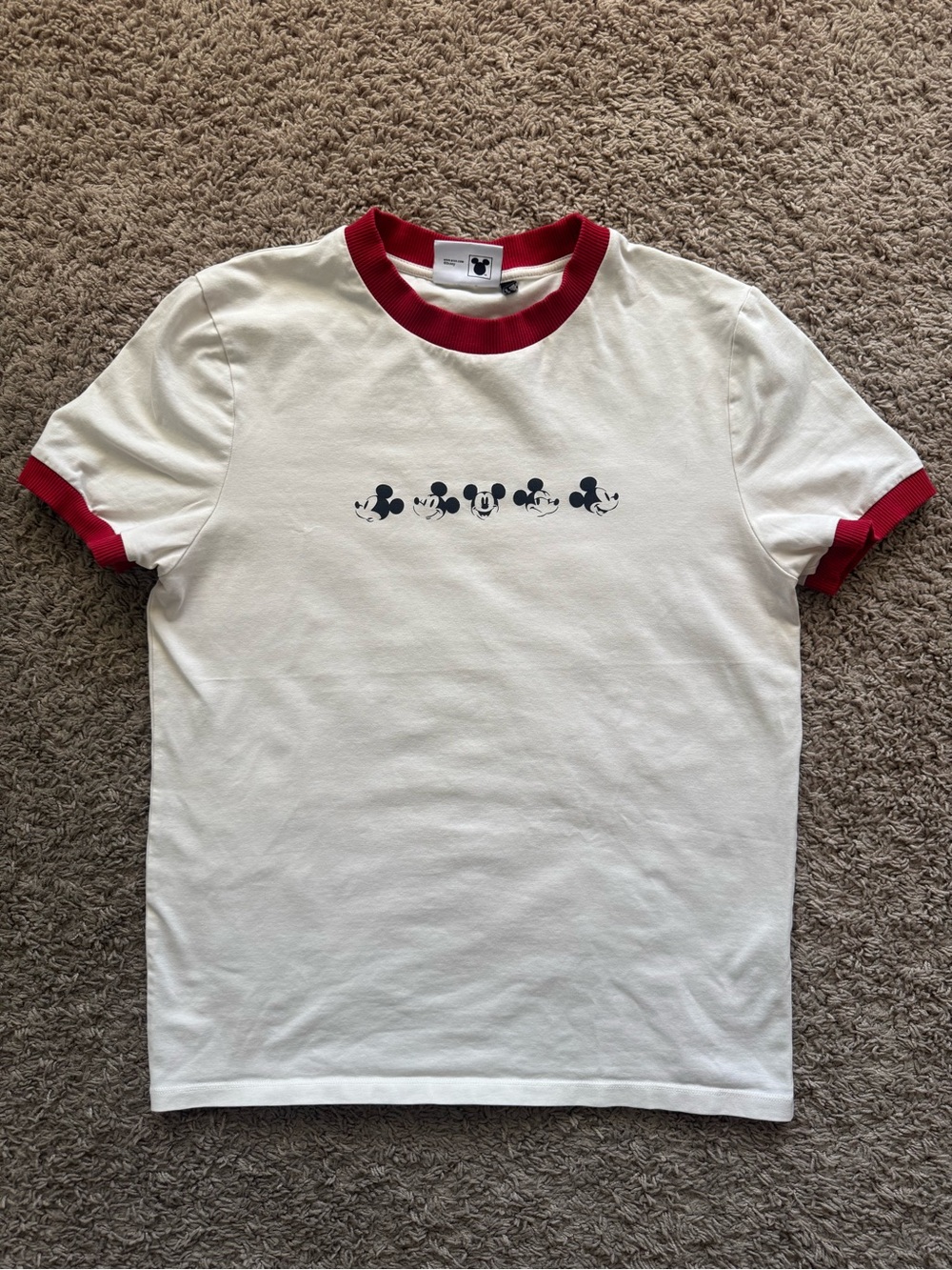 ASOS Disney Mickey Mouse White & Red Ringer T-Shirt